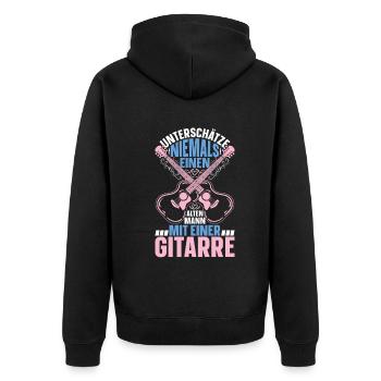Gitarrist Großvater Gitarre Spieler Opa Gitarrensp - Unisex Premium Bio Zip Hoodie - Schwarz - Hinten - Nico (187cm)