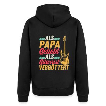 Als Papa Geliebt Als Gitarrist Vergöttert - Gitar - Unisex Premium Bio Zip Hoodie - Schwarz - Hinten - Nico (187cm)