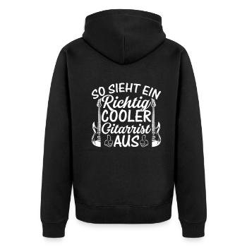 So Sieht Ein Richtig Cooler Gitarrist Aus - Bass G - Unisex Premium Bio Zip Hoodie - Schwarz - Hinten - Nico (187cm)