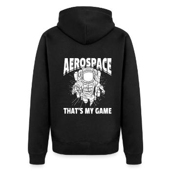 Aerospace That's My Game - Space Exploration Space - Unisex Premium Bio Zip Hoodie - Schwarz - Hinten - Nico (187cm)