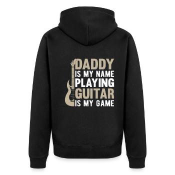 Papa est mon nom Jouer de la guitare est mon jeu - Guita - Veste à capuche bio Premium Unisexe - noir - Dos - Nico (187cm)