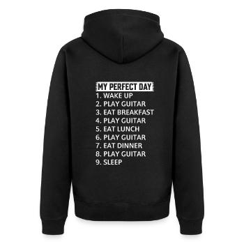 Music Guitarist - My Perfect Day Guitar Player Day - Unisex Premium Bio Zip Hoodie - Schwarz - Hinten - Nico (187cm)