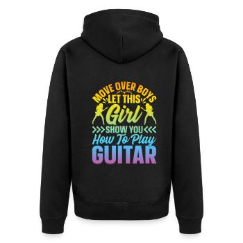 Guitariste Filles Guitariste - Funny Guitar Playe - Veste à capuche bio Premium Unisexe - noir - Dos - Nico (187cm)