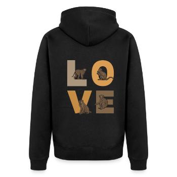 Cute Monkey Lover Orangutan Monkeys LOVE Monkey - Unisex Premium Organic Zip Hoodie - black - Back - Nico (187cm)