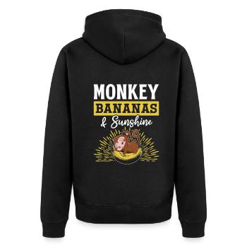 Monkey Bananas & Sunshine - Orange Monkey Cute - Unisex Premium Organic Zip Hoodie - black - Back - Nico (187cm)