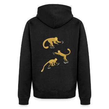 Chimpanzee Monkey Orangutan Monkey - Cute Monkey - Unisex Premium Organic Zip Hoodie - black - Back - Nico (187cm)