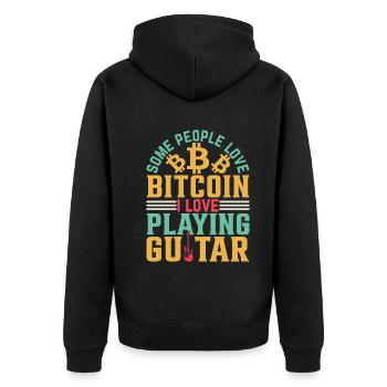 Guitarist I Some People Love Bitcoin I Love Playin - Unisex Premium Bio Zip Hoodie - Schwarz - Hinten - Nico (187cm)