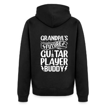 Newborn Guitarist - Grandpa's Future Guitar Player - Unisex Premium Bio Zip Hoodie - Schwarz - Hinten - Nico (187cm)