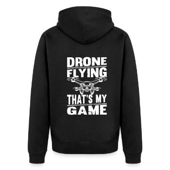 Drone volant C’est mon jeu - Drone Quadcopter Dro - Veste à capuche bio Premium Unisexe - noir - Dos - Nico (187cm)