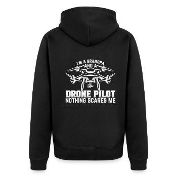 Pilote de drone quadcopter - Je suis un grand-père et un drone - Veste à capuche bio Premium Unisexe - noir - Dos - Nico (187cm)