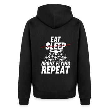 Funny Drone - Eat Sleep Drone Flying Repeat - Dron - Unisex Premium Organic Zip Hoodie - black - Back - Nico (187cm)