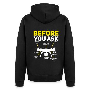 Quadcopter Drone Pilot - Funny Drone Pilot - Unisex Premium Bio Zip Hoodie - Schwarz - Hinten - Nico (187cm)