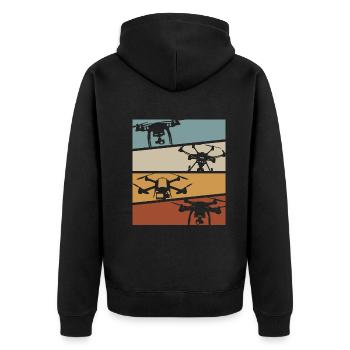 Rétro Drone Mulicopter Drone Racing Quadcopter Dro - Veste à capuche bio Premium Unisexe - noir - Dos - Nico (187cm)