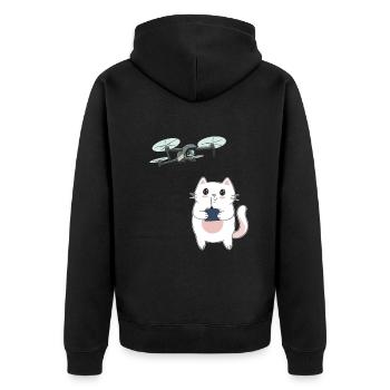 Quadcopter Drone Pilot Cat Drone Pilot - Unisex Premium Bio Zip Hoodie - Schwarz - Hinten - Nico (187cm)