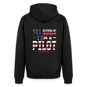 Pilote de drone - Oui les filles Je suis un pilote Un pilote de drone - Veste à capuche bio Premium Unisexe - noir - Dos - Nico (187cm)