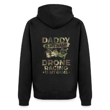 Papa est mon nom La course de drones est mon jeu - Daddy D - Veste à capuche bio Premium Unisexe - noir - Dos - Nico (187cm)