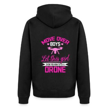 Quadcopter Drone Pilot Girl Drone Pilot - Unisex Premium Bio Zip Hoodie - Schwarz - Hinten - Nico (187cm)