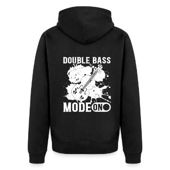 Double Bass Mode On Contrabass Double Bassist - Unisex Premium Bio Zip Hoodie - Schwarz - Hinten - Nico (187cm)
