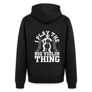 I Play The Big Violin Thing - Double Bassist Contr - Unisex Premium Bio Zip Hoodie - Schwarz - Hinten - Nico (187cm)