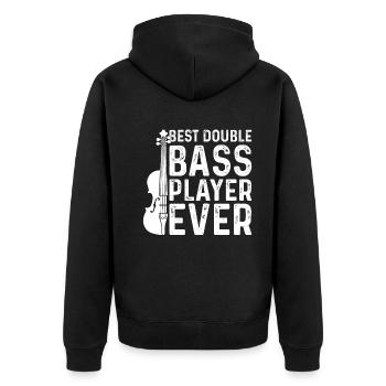 Best Double Bass Player Ever - Contrabass Double B - Unisex Premium Bio Zip Hoodie - Schwarz - Hinten - Nico (187cm)