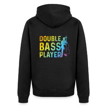 Contrabass Double Bass Player - Double Bass Player - Unisex Premium Bio Zip Hoodie - Schwarz - Hinten - Nico (187cm)