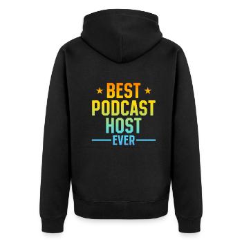 Best Podcast Host Ever - Podcast Host Podcasting P - Unisex Premium Bio Zip Hoodie - Schwarz - Hinten - Nico (187cm)