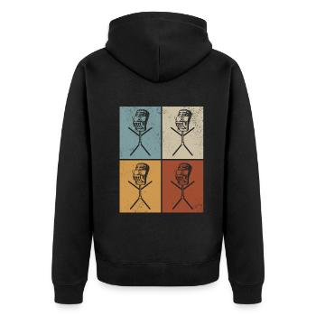 Podcast Microphone Funny Stick Figure Podcast - Unisex Premium Bio Zip Hoodie - Schwarz - Hinten - Nico (187cm)