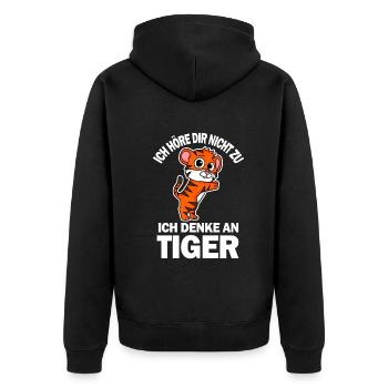 Dschungel Tier Geschenk Raubtier Lustiges Tiger - Unisex Premium Bio Zip Hoodie - Schwarz - Hinten - Nico (187cm)