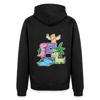 5 Jahre alt - 5. Geburtstag mit Tier Motiv - Unisex Premium Bio Zip Hoodie - Schwarz - Hinten - Nico (187cm)