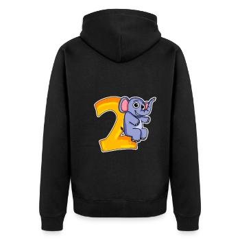 2 Jahre alt - 2. Geburtstag mit Tier Motiv - Unisex Premium Bio Zip Hoodie - Schwarz - Hinten - Nico (187cm)