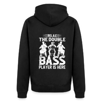 Relax The Double Bass Player Is Here - Contrabass - Unisex Premium Bio Zip Hoodie - Schwarz - Hinten - Nico (187cm)