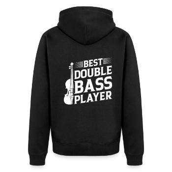 Contrabass Player Musician - Best Double Bass Play - Unisex Premium Bio Zip Hoodie - Schwarz - Hinten - Nico (187cm)
