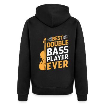 Best Double Bass Player Ever - Double Bass Double - Unisex Premium Bio Zip Hoodie - Schwarz - Hinten - Nico (187cm)