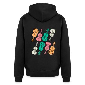Double Bass Player Double Bassist - Retro Double B - Unisex Premium Bio Zip Hoodie - Schwarz - Hinten - Nico (187cm)