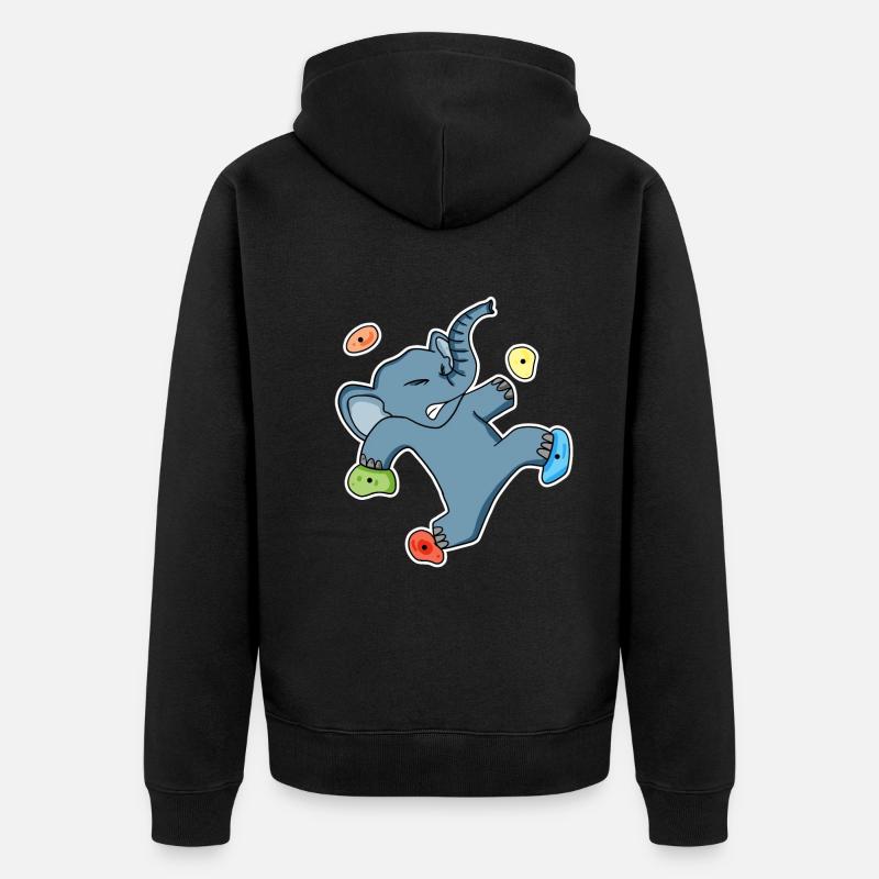 Motif éléphant grimpant - Veste à capuche bio Premium Unisexe - noir