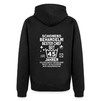 Chef 45 Jahre Dienstjubiläum Bester Chef Jubiläum - Unisex Premium Bio Zip Hoodie - Schwarz - Hinten - Nico (187cm)