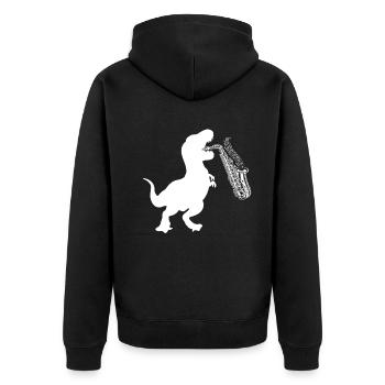 Dino Saxophone Saxophonist Dinosaur Sax Player - Unisex Premium Bio Zip Hoodie - Schwarz - Hinten - Nico (187cm)