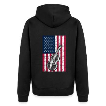 Double Bass US Flag Patriotic Double Bass Player - Unisex Premium Bio Zip Hoodie - Schwarz - Hinten - Nico (187cm)