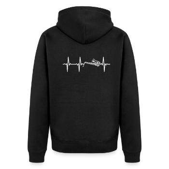Sax Player Saxophonist Saxophone Heartbeat Saxopho - Unisex Premium Bio Zip Hoodie - Schwarz - Hinten - Nico (187cm)