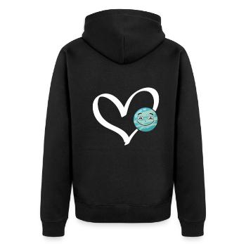 Funny Planet Heart Space Exploration Space Travel - Unisex Premium Organic Zip Hoodie - black - Back - Nico (187cm)
