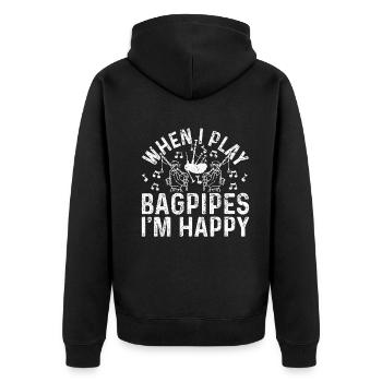 Quand je joue de la cornemuse, je suis heureux - Bagpipe Instrumen - Veste à capuche bio Premium Unisexe - noir - Dos - Nico (187cm)