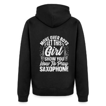 Laissez cette fille vous montrer comment jouer du saxophone saxop - Veste à capuche bio Premium Unisexe - noir - Dos - Nico (187cm)