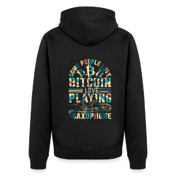 Saxophoniste - J’adore jouer du saxophone - Veste à capuche bio Premium Unisexe - noir - Dos - Nico (187cm)