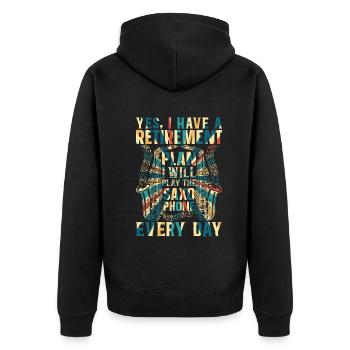 J’ai un plan de retraite Je vais jouer du saxophone - Veste à capuche bio Premium Unisexe - noir - Dos - Nico (187cm)