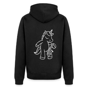 Unicorn Saxophonist Unicorn Saxophone Player - Unisex Premium Bio Zip Hoodie - Schwarz - Hinten - Nico (187cm)