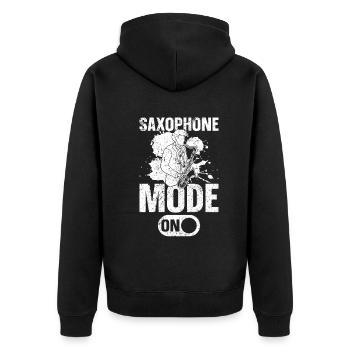 Saxophone Mode On - Saxophone Player Saxophone Mus - Unisex Premium Organic Zip Hoodie - black - Back - Nico (187cm)