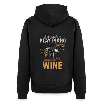 Je préfère jouer du piano et boire du vin - Piano Music - Veste à capuche bio Premium Unisexe - noir - Dos - Nico (187cm)