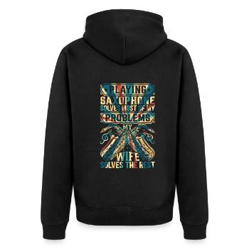 Funny Saxophonist Quotes Funny Saxophone Player - Unisex Premium Bio Zip Hoodie - Schwarz - Hinten - Nico (187cm)