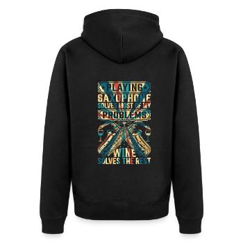 Saxophone Player Quotes Saxophonist - Unisex Premium Bio Zip Hoodie - Schwarz - Hinten - Nico (187cm)