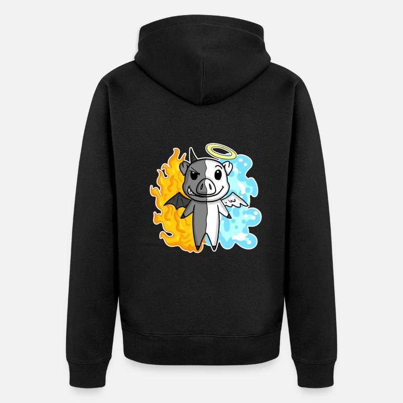 Cochon - Ange et Diable - Veste à capuche bio Premium Unisexe - noir